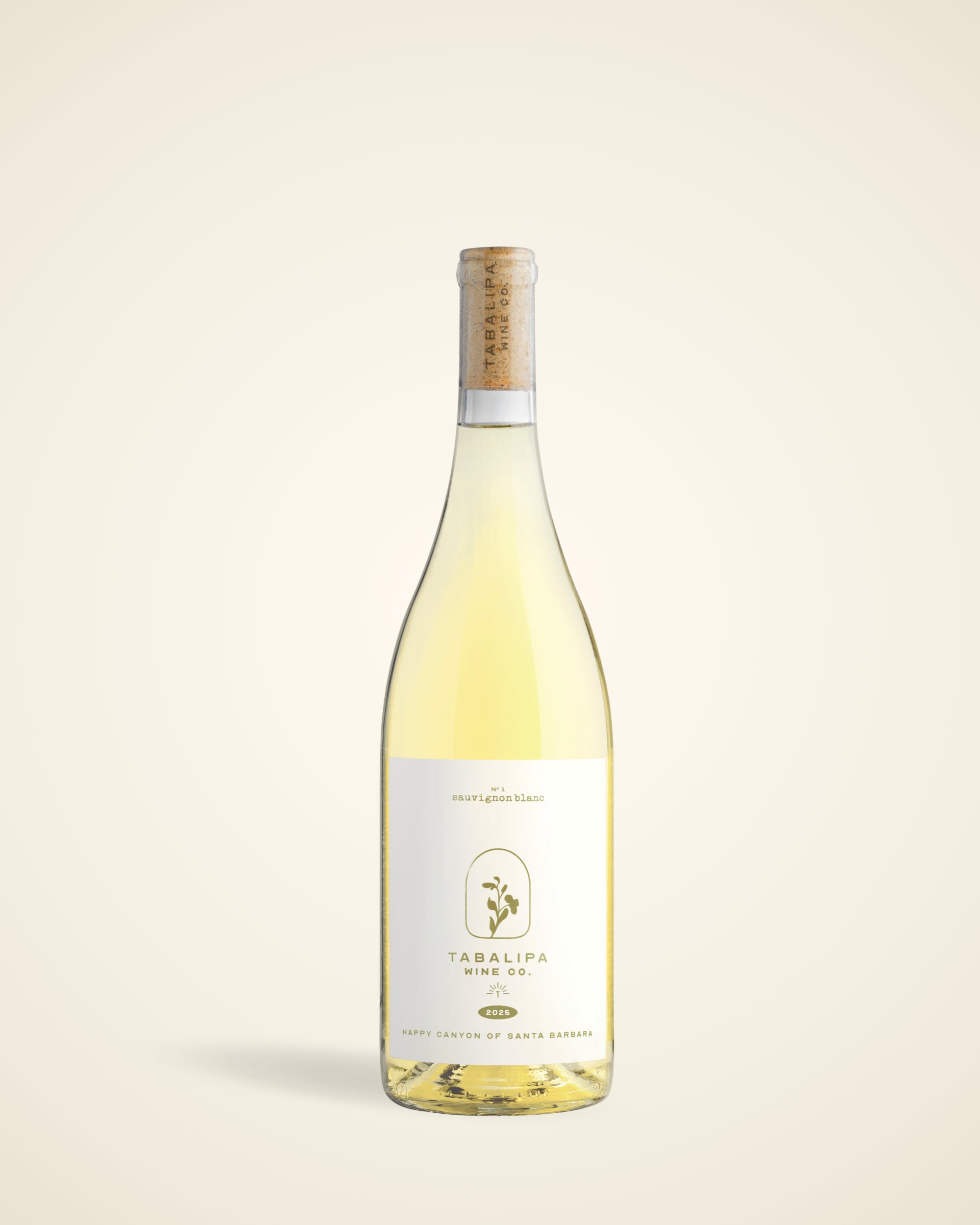 Tabalipa Wine Co Happy Canyon Sauvignon Blanc bottle on tan gradient background